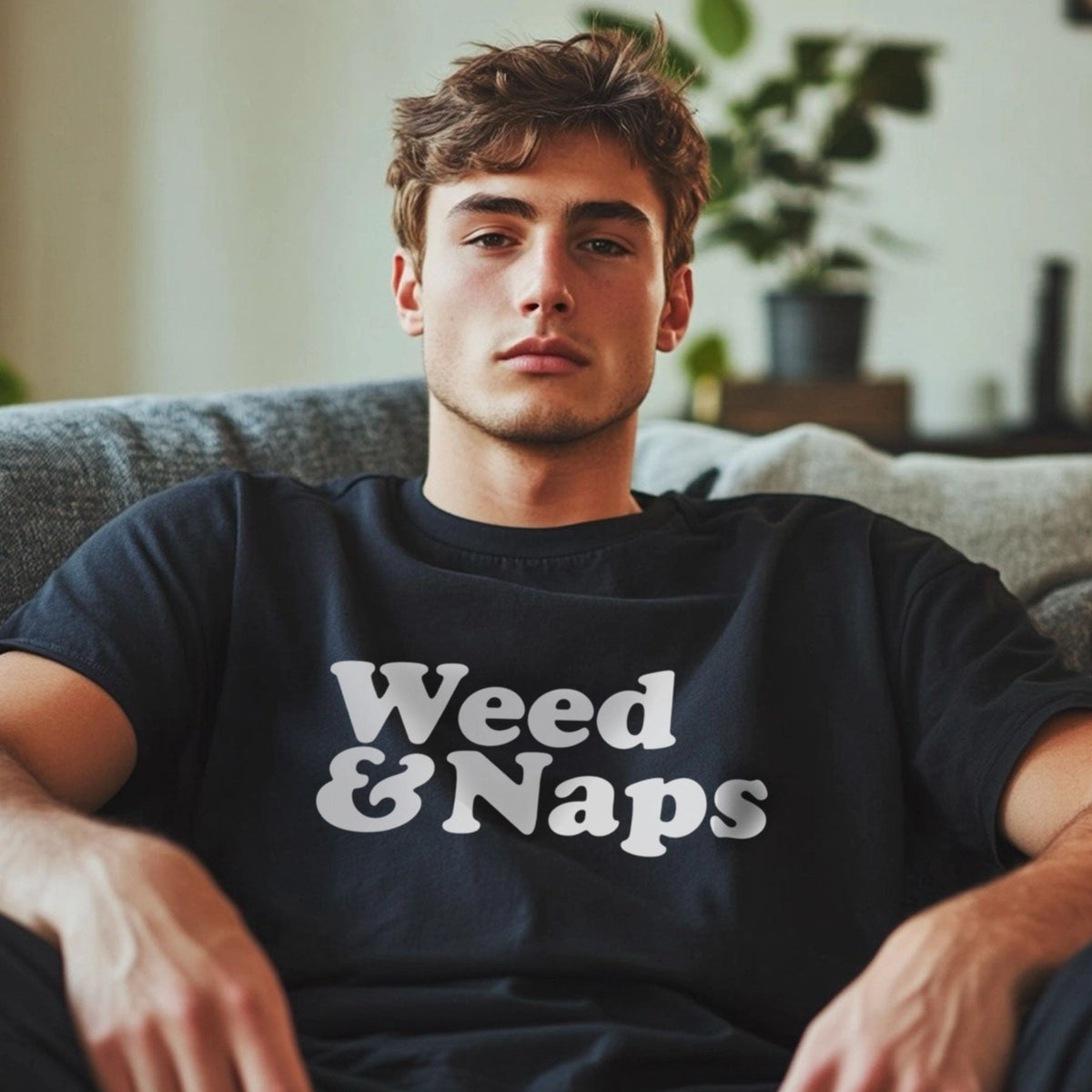 'Weed & Naps' Crewneck T-Shirt